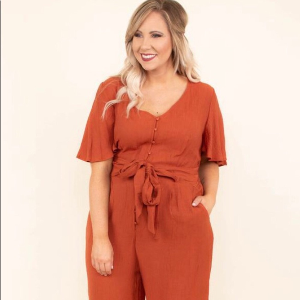 Chic Soul Rust Orange Jumpsuit NWOT